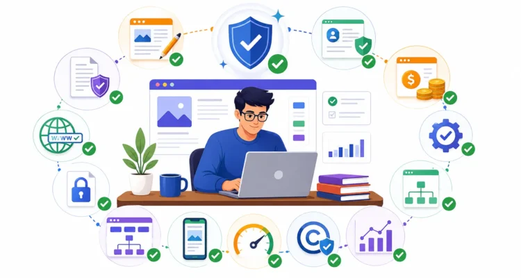 AdSense approval eligibility requirements showing quality content policy compliance website navigation and monetization readiness