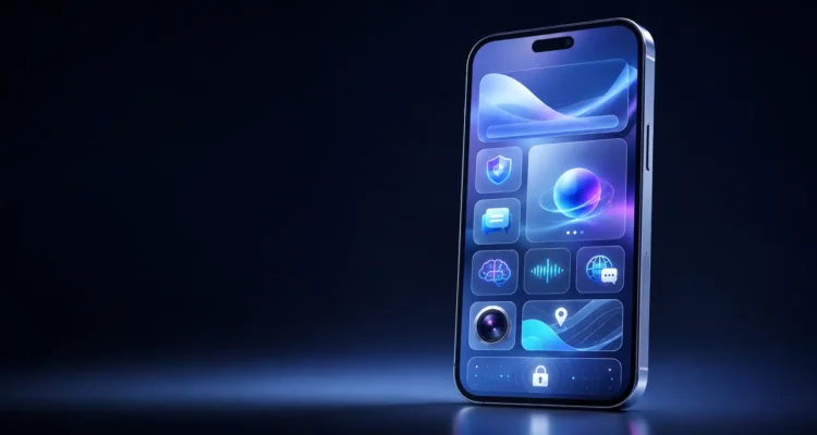 Newest version of iOS 26 features displayed on a modern smartphone