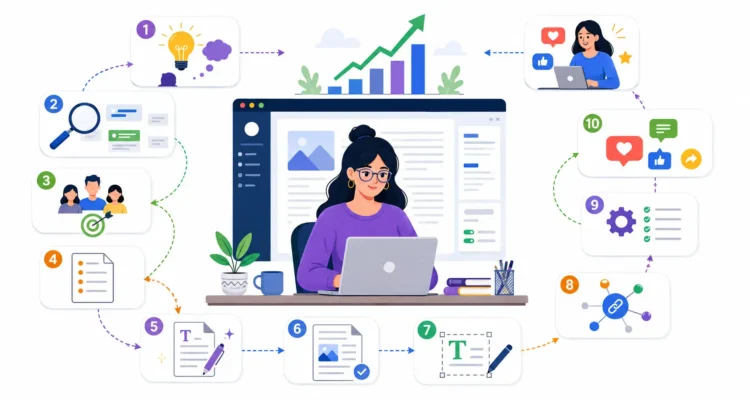 How to write a captivating blog post showing topic research keyword planning content writing SEO and reader engagement
