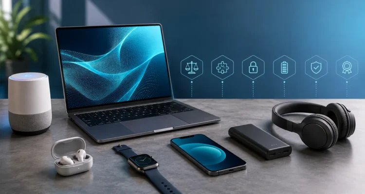 Tech buying guide showing smart gadgets for product comparison